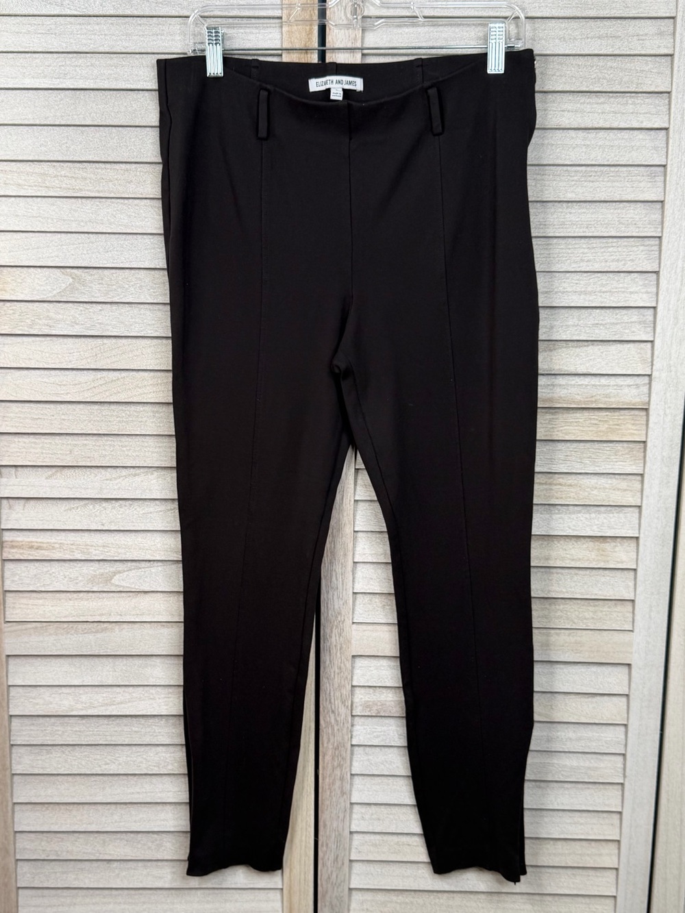 ELIZABETH AND JAMES Black Slim Zip Ankle Pants Stretch Seam Leg Trousers-Large